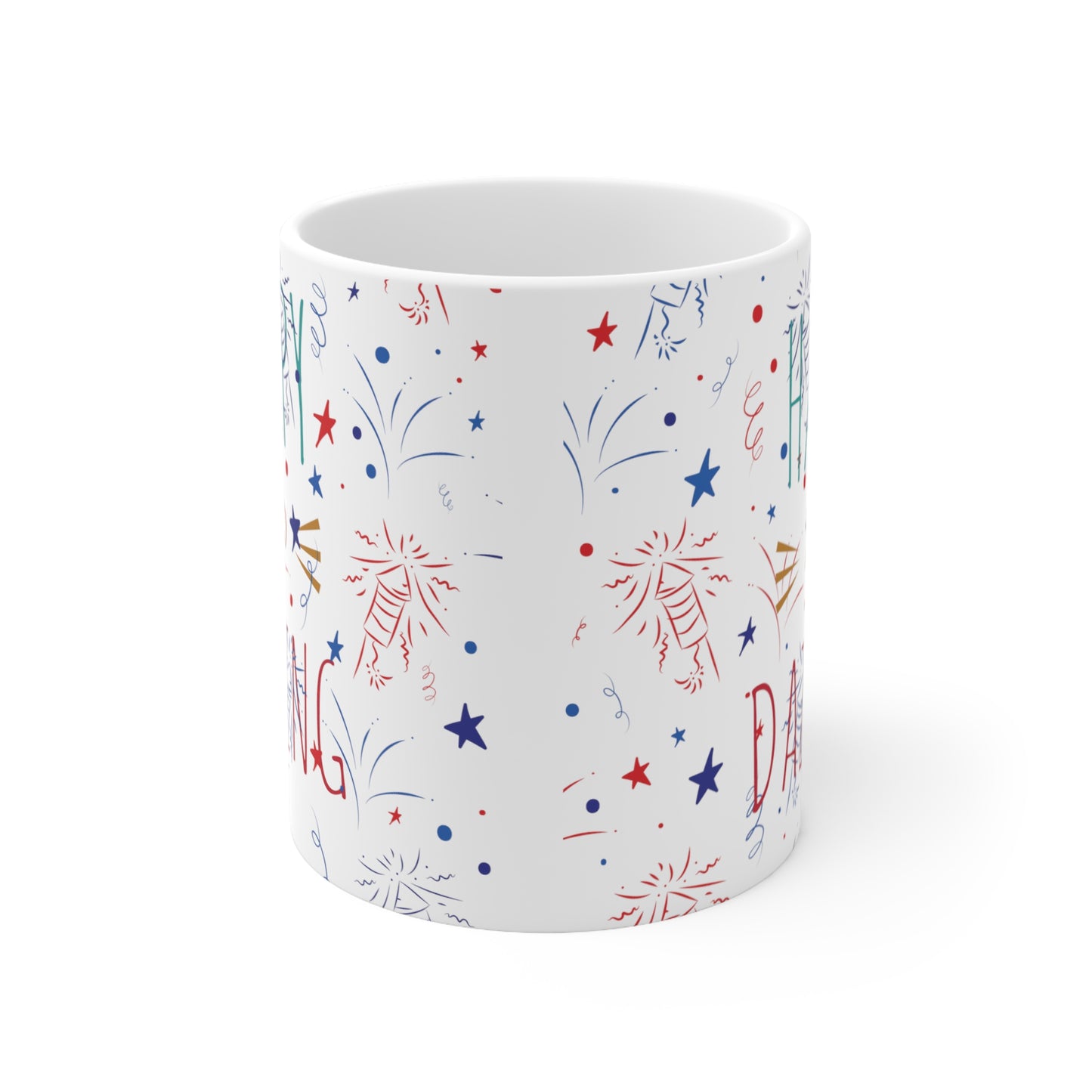 Happy and Dazzling White Ceramic Mug,  330ml(11oz)